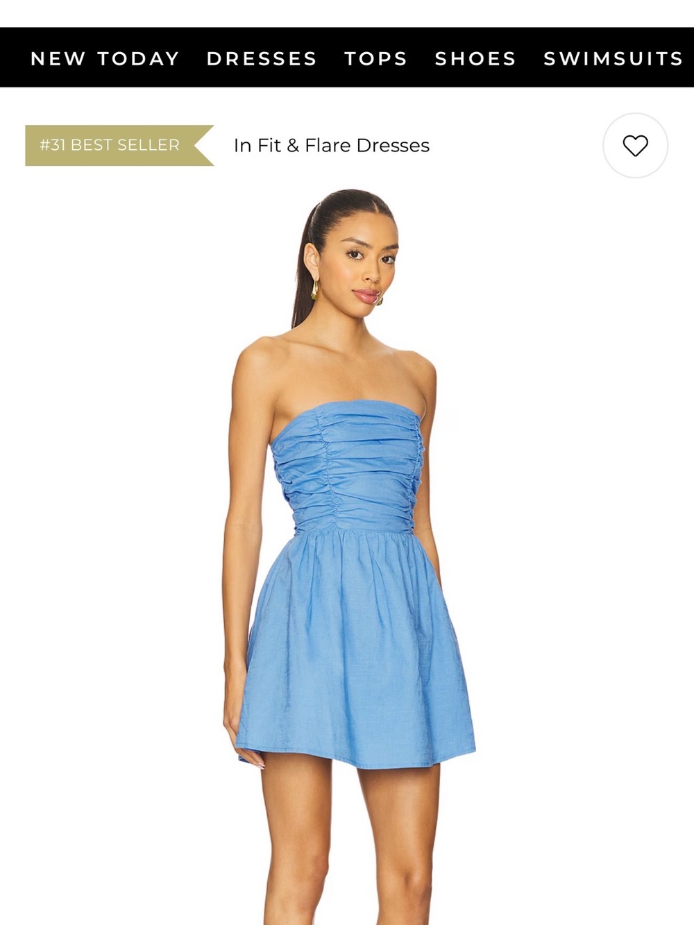 REVOLVE Strapless Light Blue Ruched Fit & Flare Dress